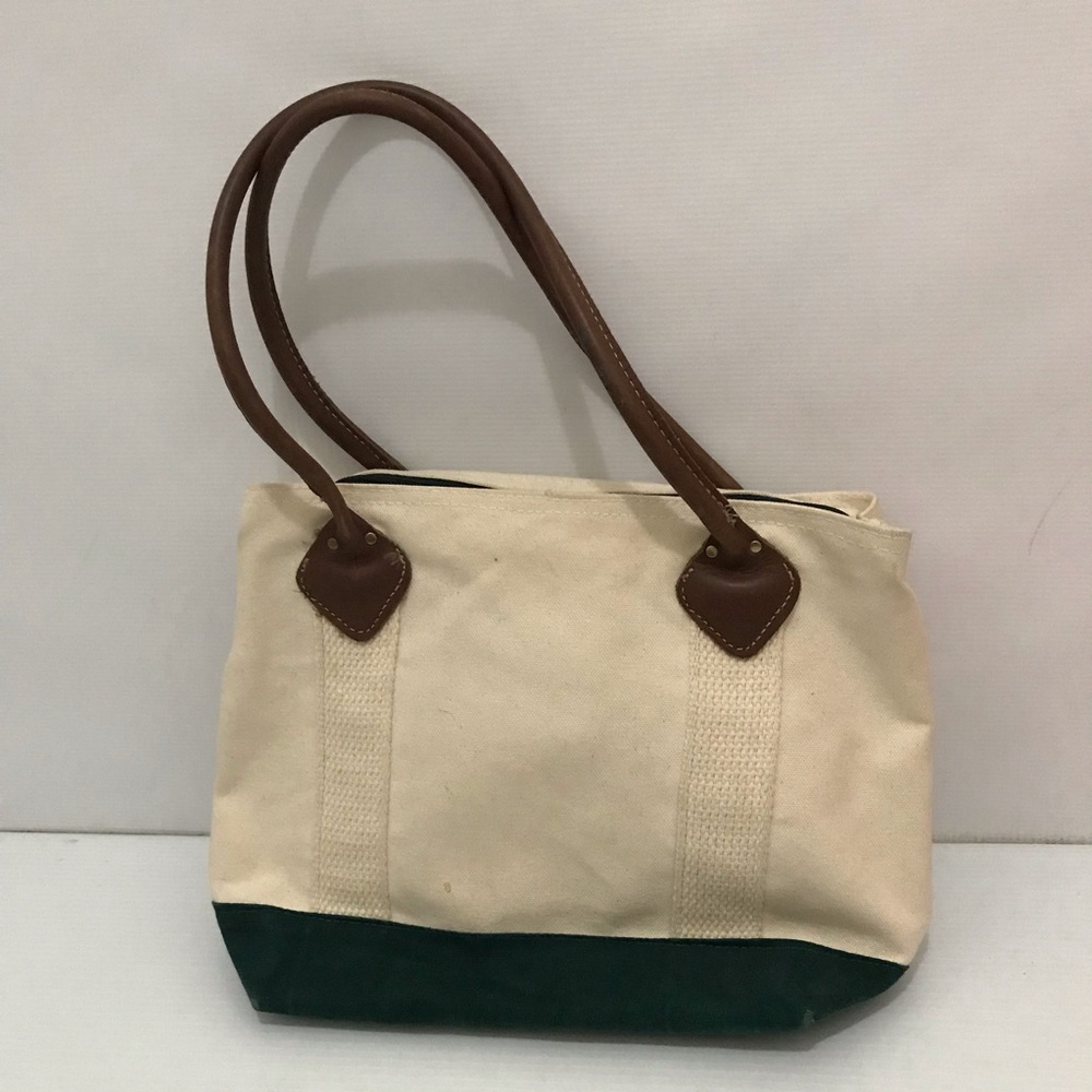 Maine Byer Cream and Green Tote Bag Size Small
